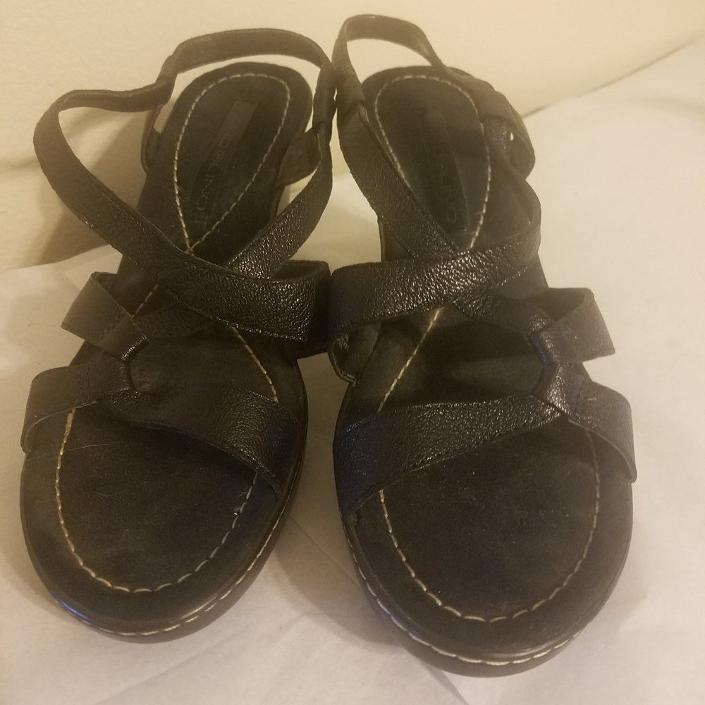 Bandalino Black leather wedge 3" heel Sz 7.5